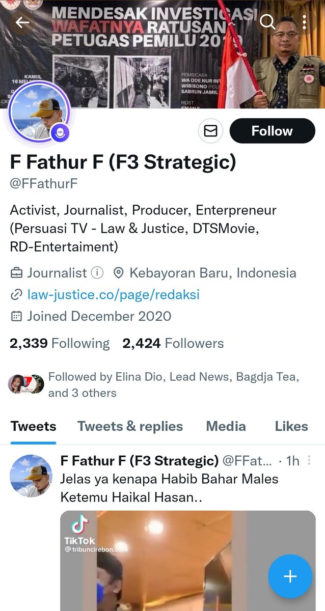 Hi <a href="/lawjusticeco/">Law-Justice.co | News & Investigation</a> apa benar <a href="/f_fathur/">F_Fathur_F (F3 Strategic Concept)</a> aka <a href="/FFathurF/">F Fathur F (F3 Strategic)</a> ini Jurnalis anda? Jika benar maka parah sekali kwalitas jurnalis kalian sbgai media yg terdaftar di <a href="/dewanpers/">Dewan Pers</a> 
Udh sebar framing terus akunnya deactive.
<a href="/CCICPolri/">Direktorat Tindak Pidana Siber Bareskrim Polri</a>
<a href="/DivHumas_Polri/">Humas Polri</a> 
<a href="/penguasahati/">jude</a>