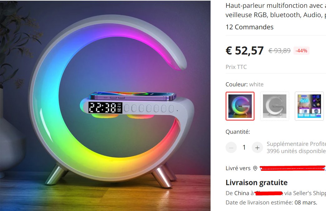 Ce que Aliexpress affiche vs réalité :