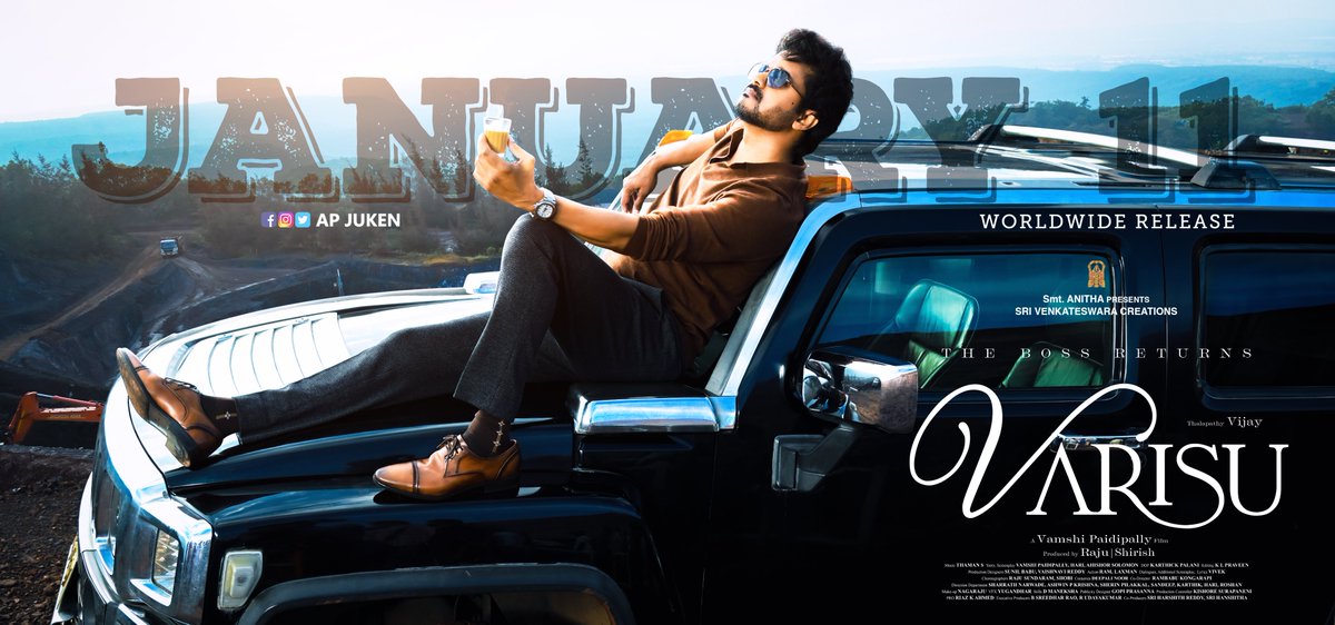 ApJuken's tweet photo. Fan made poster
JANUARY 11 RELEASE 👍
#Varisu #VarisuPongal #Vaarasudu #VarisuFromJan11 #ThalapathyVijay𓃵 #Vijay
#smudgeart #digitalpainting #colourful #art #digitalart #artwork #photo #photoshop #smudgebrush #PixelDesign #pd #jukendesign https://t.co/kQksGuGWxg