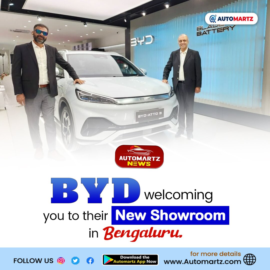 AutoMartz's tweet photo. BYD India, the leading EV manufacturer, created a #second #passenger vehicle showroom in #Bengaluru, Karnataka.
.
#Automartz #RakulPreetSingh #WaltairVeerayya #onlineshop #Tiger3 #salesalesale Goddess Playstore
Sumbul #BipashaBasu #ThatThat https://t.co/smVm76IOX4