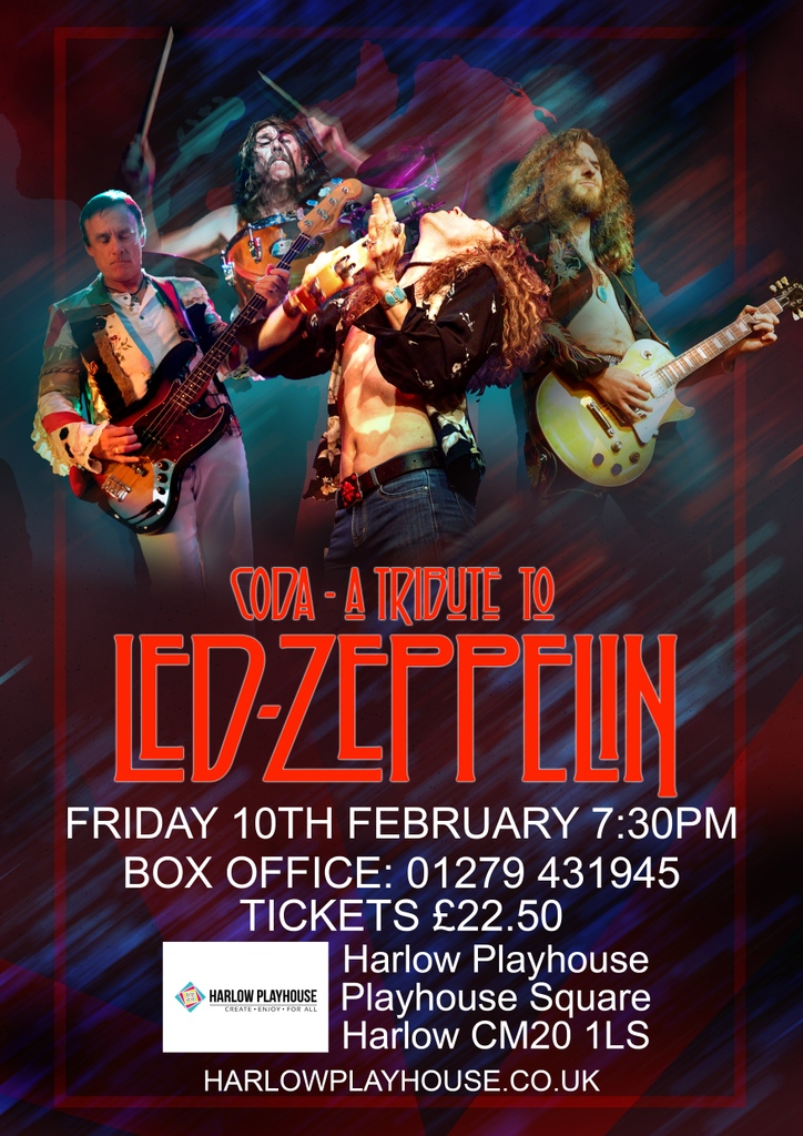 CodaZeppelin's tweet photo. On Friday 10th February we will be at the Playhouse Theatre, Harlow, and we cannot wait!
Tickets on sale here:
https://t.co/VOWMcCpMfC
#johnbonham #robertplant #rock #jimmypage #rocknroll #ledzeppelintribute #ledzeppelincover #ledzeppelinlive #wholelottaled #bootledzeppelin https://t.co/1dEc2cMzqG
