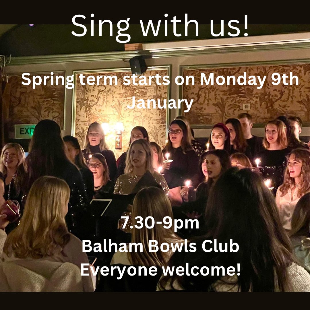 Do you love to sing? Come and join our fun and friendly choir! Rehearsals Monday evenings 7.30-9pm at @balhambowls starting this Monday 9th January. No experience needed everyone is welcome! First session is free! 

#choir #communitychoir #balhamchoir #tootingchoir #claphamchoir