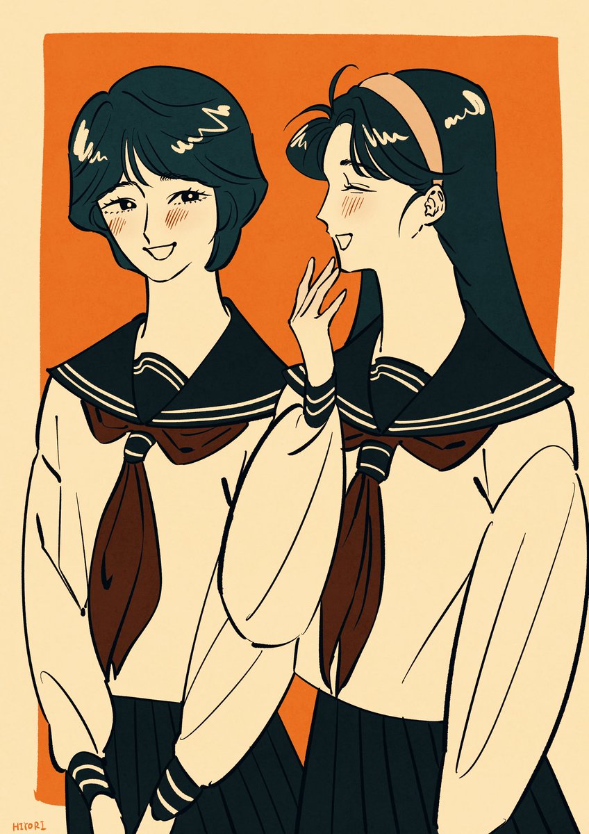  80年代のセーラー服画像 イラスト80年代JK 」|玉子ひよりのイラスト