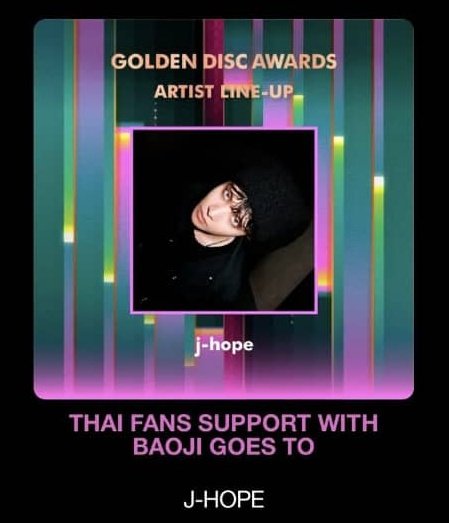 votingbrigade's tweet photo. 🏆 Congratulations JHOPE from @bts_twt for winning 'Thai Fans Support With Baoji' at the Golden Disc Awards 2022 🎉 https://t.co/kUlMtfjHcM