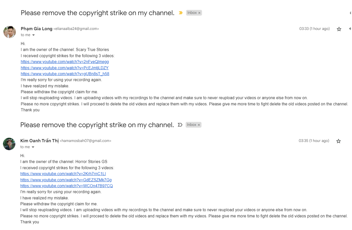 Copyright striking 2 channels, their responses were legendary: