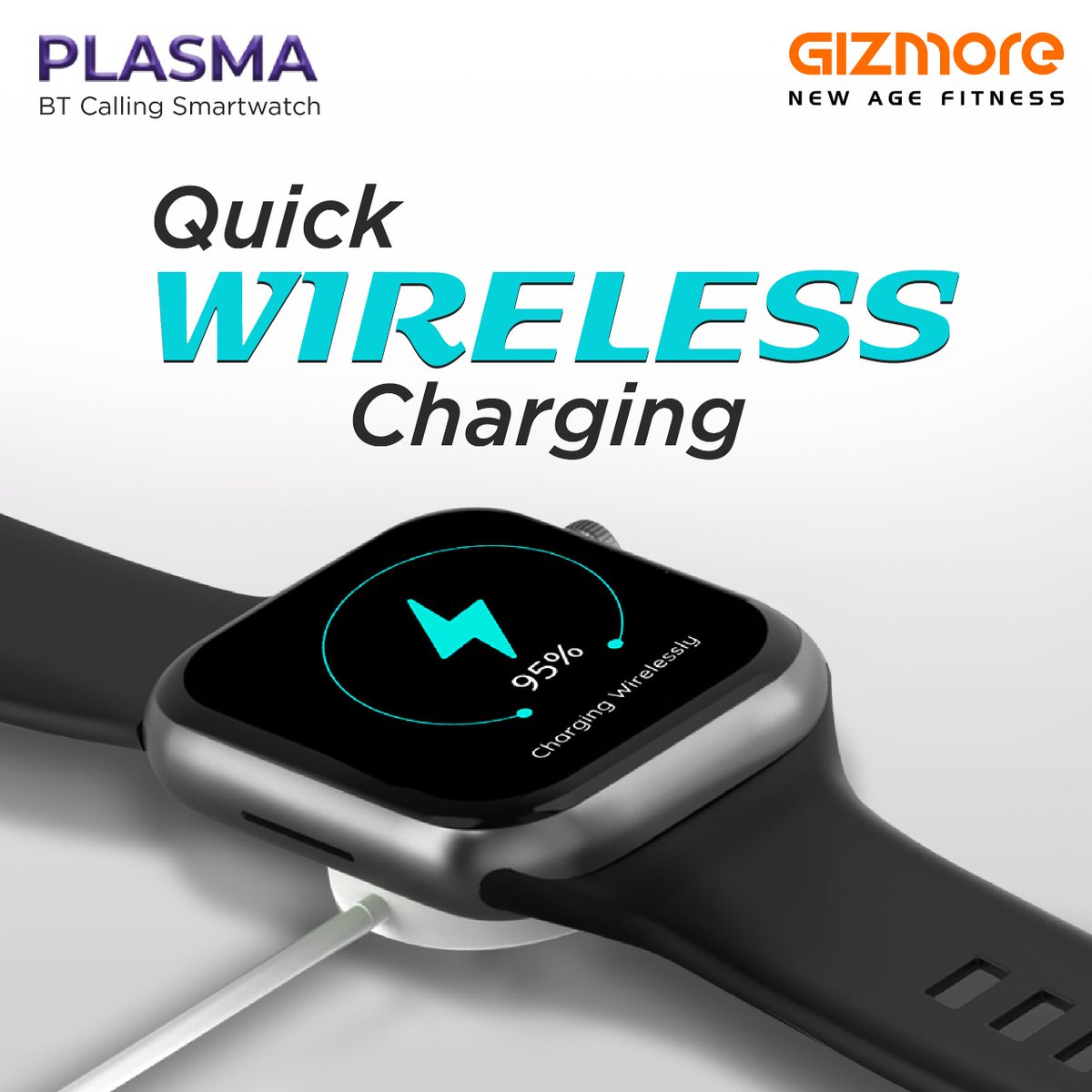 gizmoreindia's tweet photo. Quick #Witeless charging for those always on the mover. Check out the newly launched #GizFit Plasma #Smartwath. Buy Now:https://t.co/tPAG2kYj7c #NewAgeFitness #Health #Fitness @Flipkart https://t.co/oEO4e9EAqT