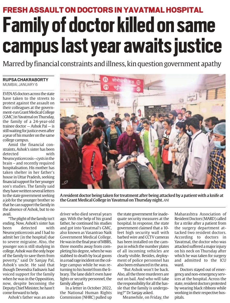Even after a year of the murder of 24-year-old Ashok Pal in Yavatmal's Grant Medical College (GMC), his family is still waiting for justice. Marred by financial constraints and illness, kin question government apathy to their plight.
indianexpress.com/article/cities…