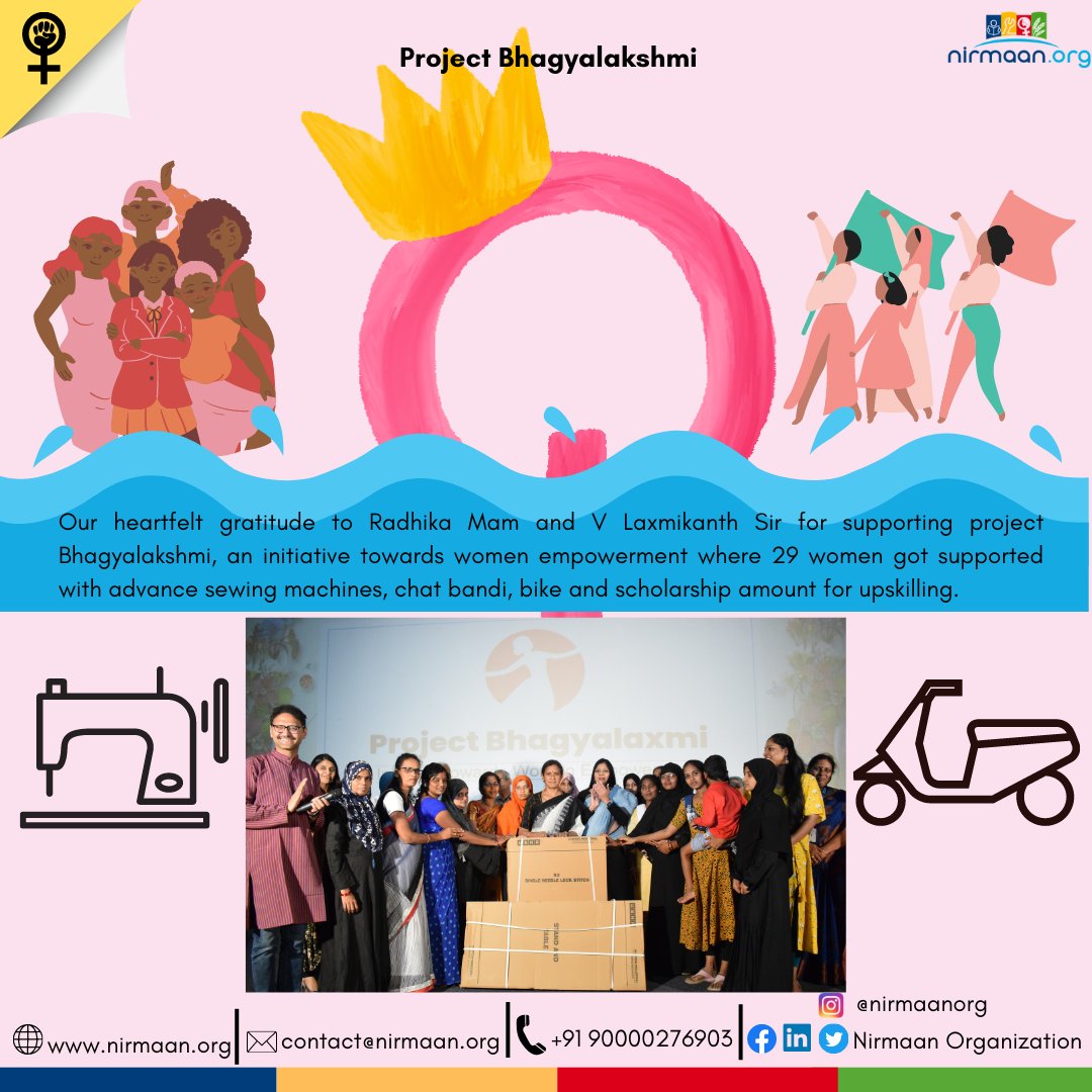 Empowering women will in turn empower our society. Women should be strong and independent in all aspects of life. Our heartfelt gratitude to Radhika Ma’am and V. Laxmikanth sir for starting the initiative.

#empoweringwomen #womenempowerment #upskilling #scholarship #bike #sewing