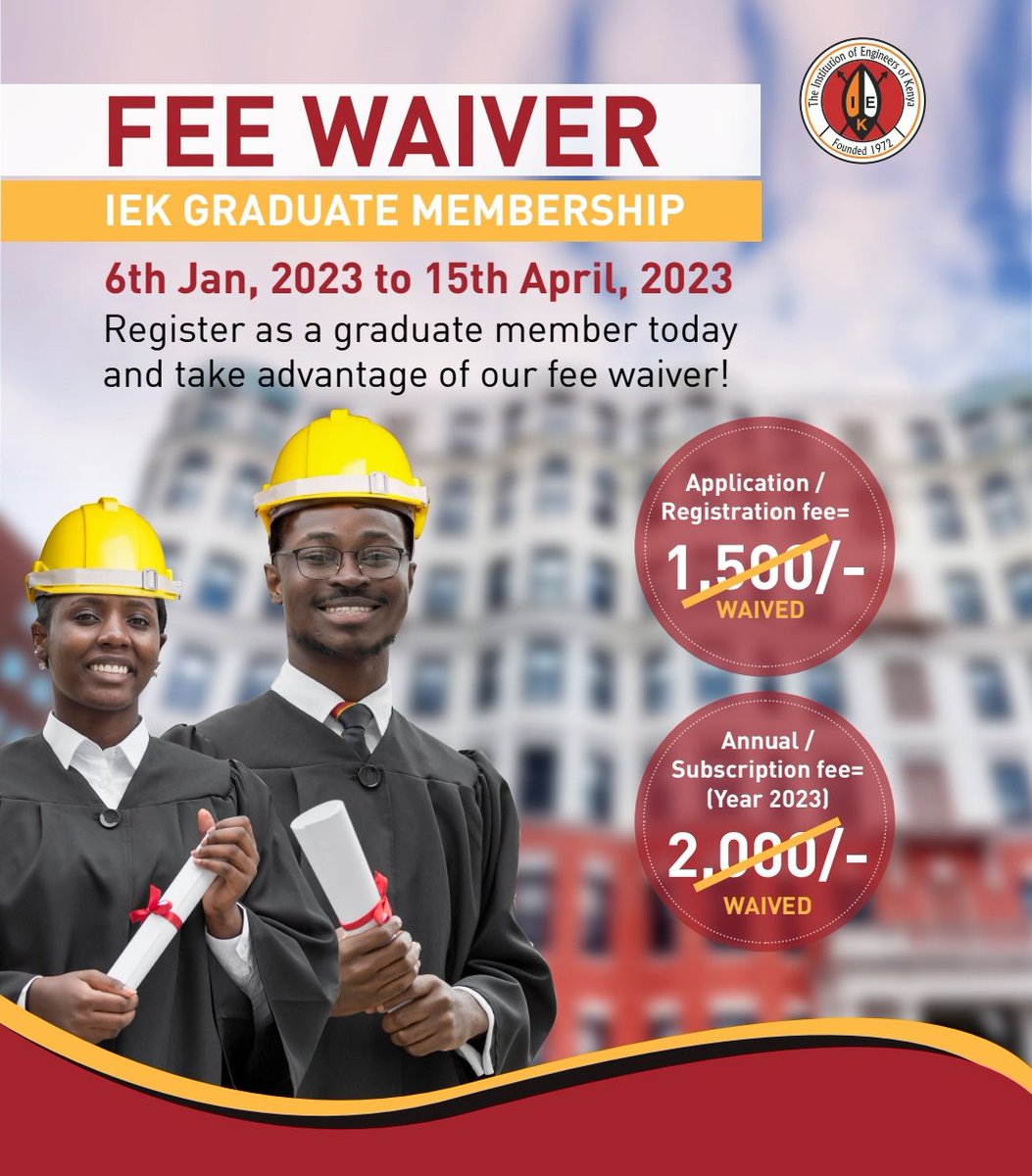 Are you a Graduate Engineer looking to professionally develop yourself? An IEK membership is the best place to start!Take advantage of our fee waiver and register today!
docs.google.com/forms/d/e/1FAI…
<a href="/EngineersBoard/">Engineers Board of Kenya</a>