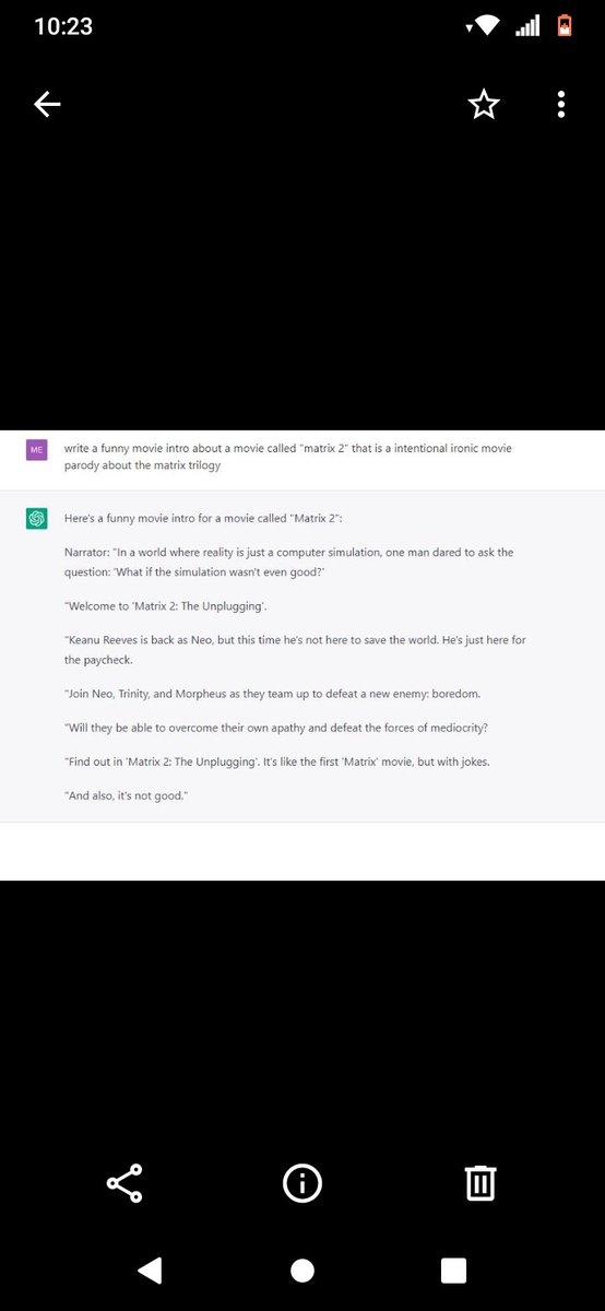 telekatron1's tweet image. #matrix2 #chatgpt #funny #movie #parody