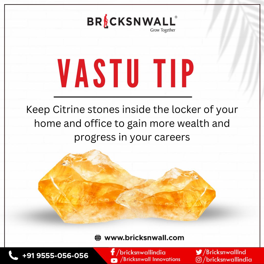 BricksnwallInd's tweet photo. Keep Citrine stones inside the Locker of your home and office to gain more wealth and progress in your career. Citrine is often placed in the wealth or southeast corner of your home or office.
#realestate #realestateproperty #property #vastu #vastutips #vastushastra #Bricksnwall https://t.co/77fJKwanHX