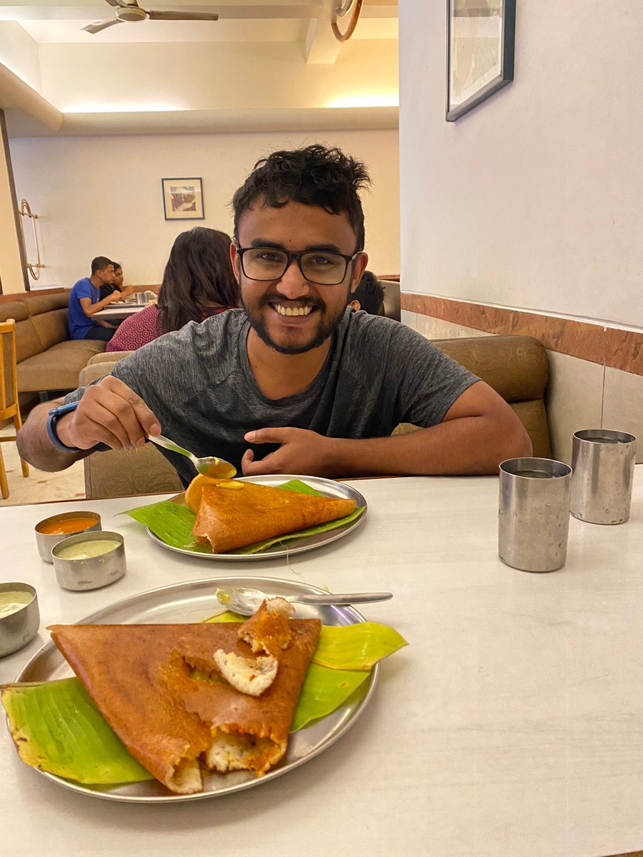 gcmouli's tweet photo. Fantastic morning spent with @pruthvi_p, reminiscing old times at Stayzilla and Travenues. The latter stories are so close to the heart that sometimes some of us even choke up talking about those good times. #dosaWithMouli #memories https://t.co/D27KgV4StW