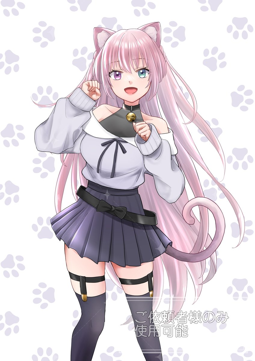 「猫耳ちゃんポーズ2種でのご依頼でした!素敵なご依頼ありがとうございました! 現在」|餅田いずみ⭐️ご依頼受付中のイラスト