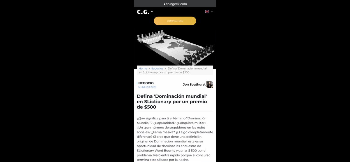 BlogueroDigital's tweet photo. Defina 'Dominación mundial' en @SLictionary
por un premio de $500
¿Qué significa
para ti el término “#WorldDomination”?
Si crees tener
una definición original
para World Domination
participa #SLictionary #WordBounty $500
#CoinGeek
@BitcoinSVtrain
✍️https://t.co/FdXGRtIoSF👈👇 https://t.co/vwmHKqpyX4
