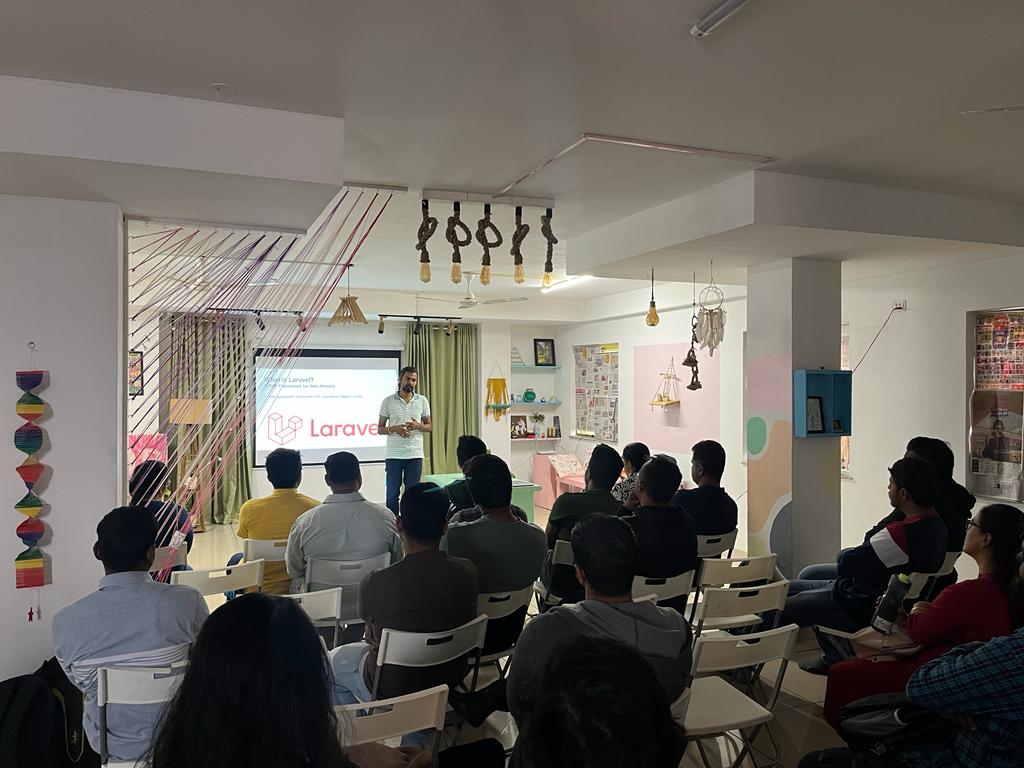 sandhyanag's tweet image. A great start with a game @Poornimapatil_ brought in for today.. @greattarun engaging this group with his Life lessons from Laravel, with a deck that speaks to us even before he does! #Laravelblr