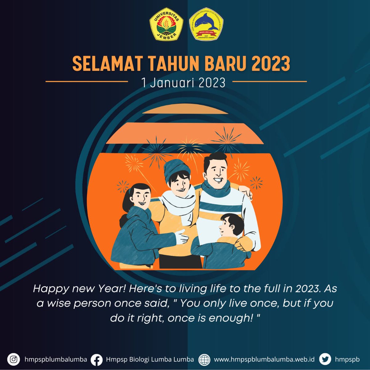 hmpspb's tweet photo. 🎆Selalu ada harapan dan jawaban atas segala impian. Selamat Tahun Baru 2023🎆 

#Newyears
#pbio_unej
#pbioamazing
#hmpspblumbalumba https://t.co/OSDS7o3p3u
