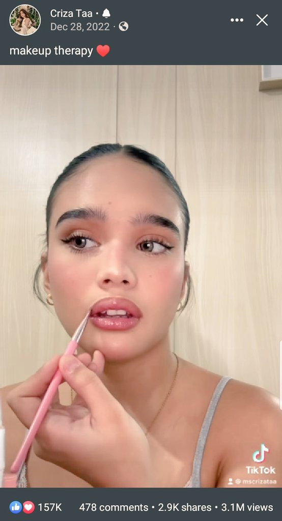 CrizaTaaOFC's tweet photo. Sobrang ganda pa rin sa 2023!

Criza's beauty related videos are garnering thousands of likes and millions of views! ✨

Manifesting more beauty brand collabs this year for you, our fave @mscrizataa ❤️

#CrizaTaa | #Criza https://t.co/jE7tvbyrCs