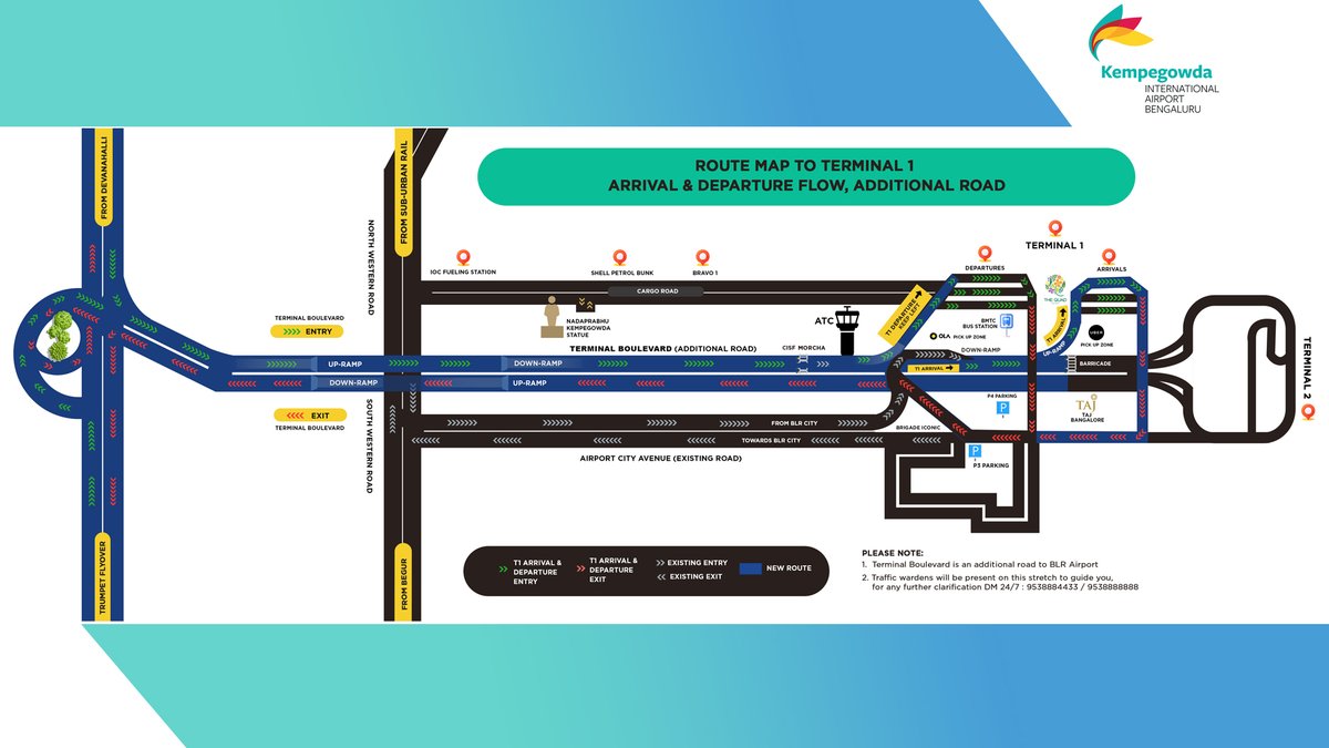 The Terminal Boulevard will open on 8th January 2023. Enjoy the drive down this new road that connects you to departure and arrivals at BLR Airport. Swipe and screenshot the #RoadMap. If you would like to receive this map, mail us at feedback@bialairport.com @MoCA_GoI