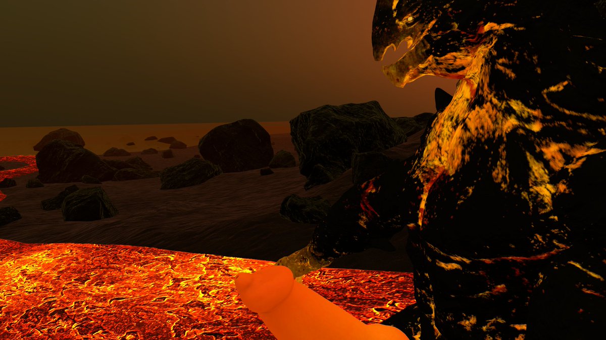 Smallest_Lad's tweet photo. A lonely golem roams this inferno. It's seems to be quite excited... https://t.co/Vt3P9HOyoM