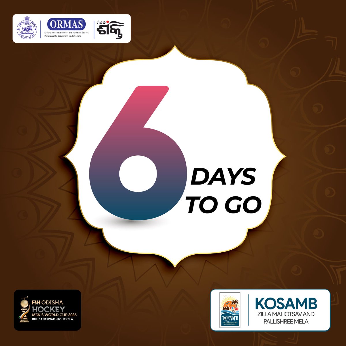 Only 6 days left!!
The level of excitement is soaring...

Balasore, are you ready? #kosamb2023
#kosamb #odisha #balasore #balasorefestival #balasoremahotsav #bollywood #cocert #balasorediaries #dmbalasore #spbalasore #balasoremunicipality