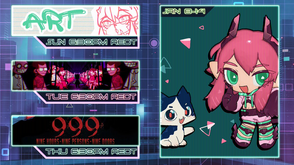 VulcanVirtua's tweet photo. ⚠️STREAM SCHEDULE⚠️
JAN 8 - JAN 14
General: #VirtualVenus
Live: #ViVeLive
Art: #VirtuARTVenus
Art by: @/samaminotaito https://t.co/jMX7xvTsDs