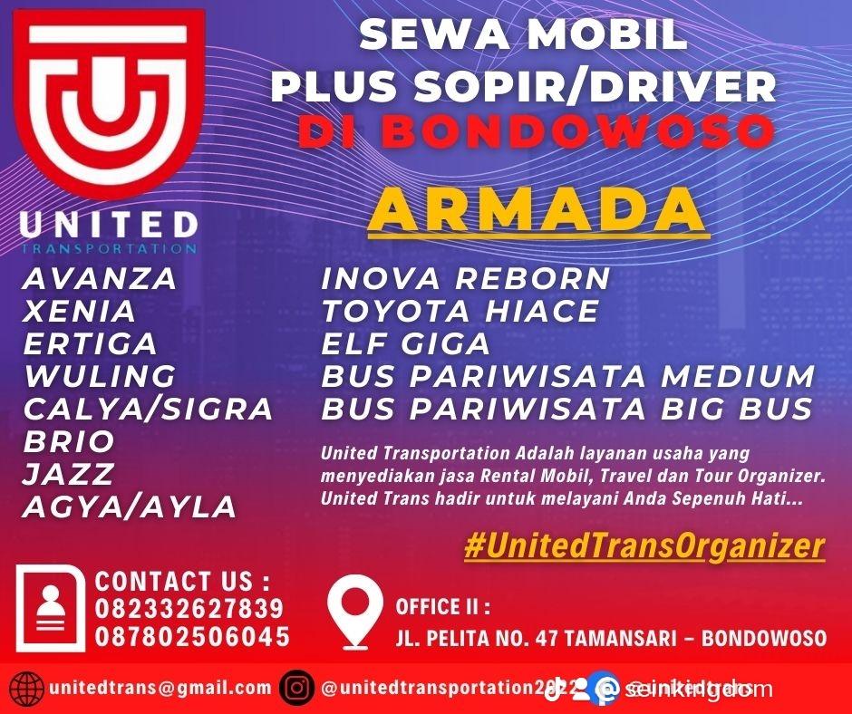 United Trans (RentCar Tour &amp; Travel)
Sepenuh hati melayani anda, Anda puas kami senang.

#UnitedTrans
#UnitedTohrOrganizer
Office. Jl. Pelita No. 47 Tamansari - Bondowoso