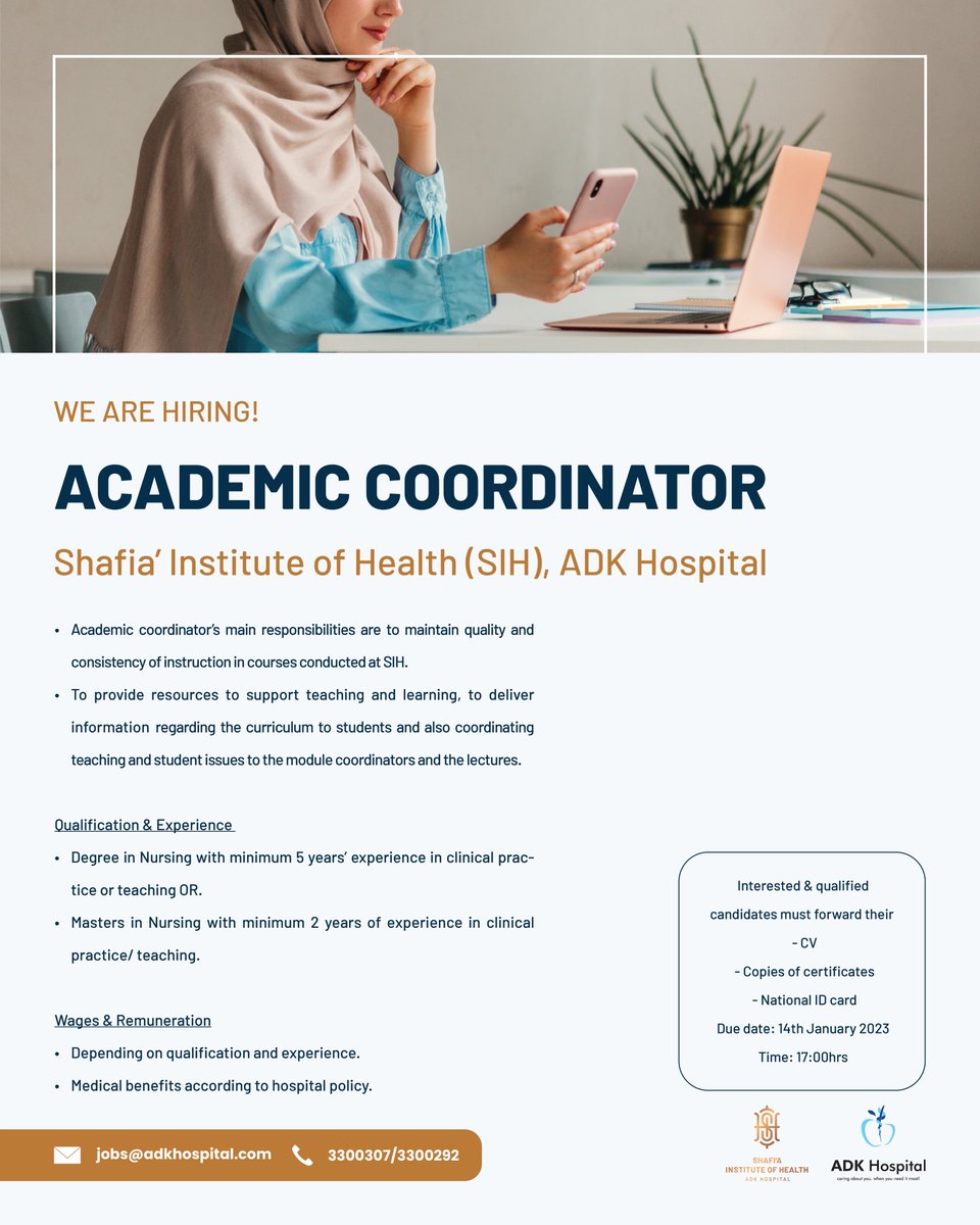 Job Opportunity
#TeamADKHospital
#ADK35
#ShafiaInstituteofHealth
