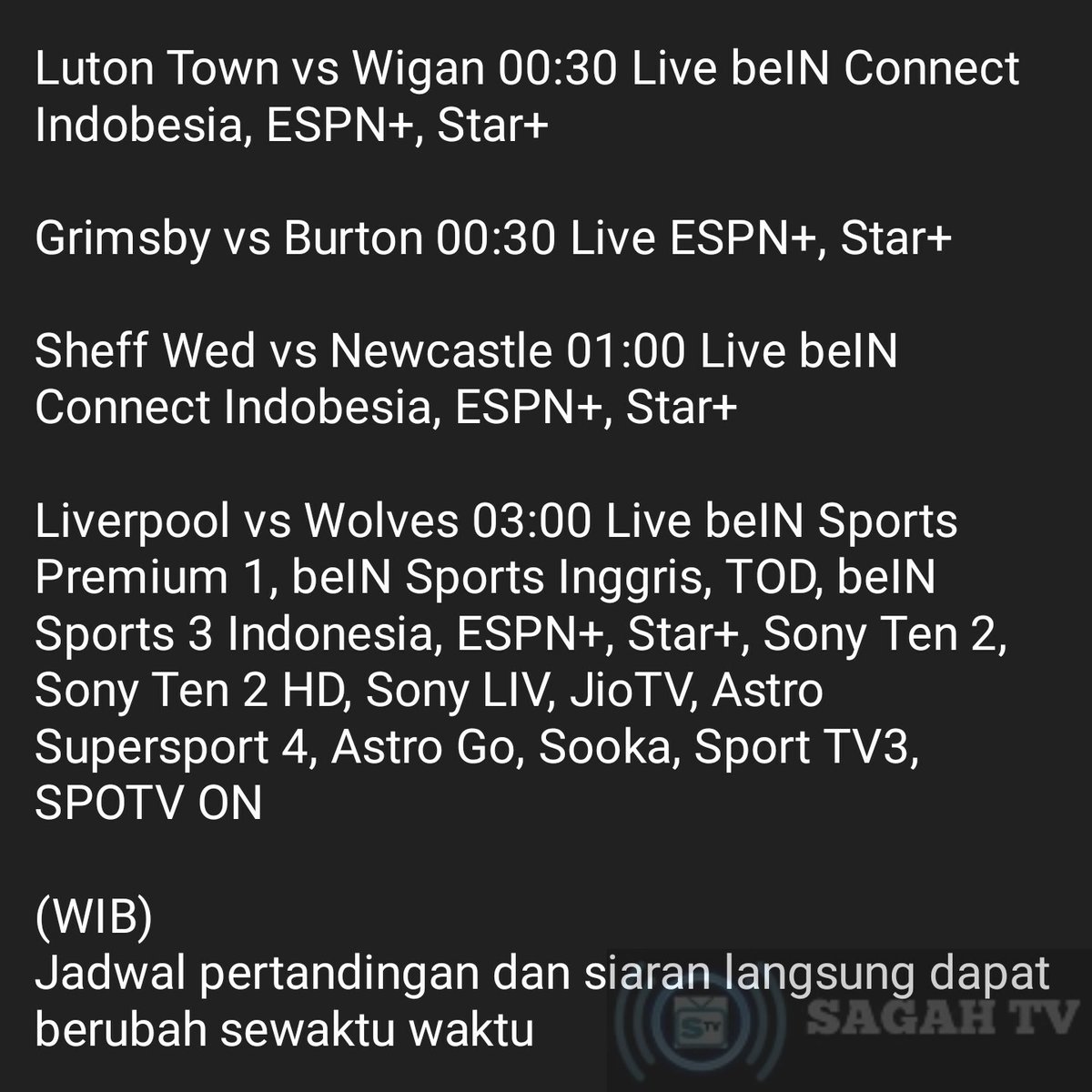 sagahtvlive on Twitter "Jadwal Siaran Langsung FA Cup"