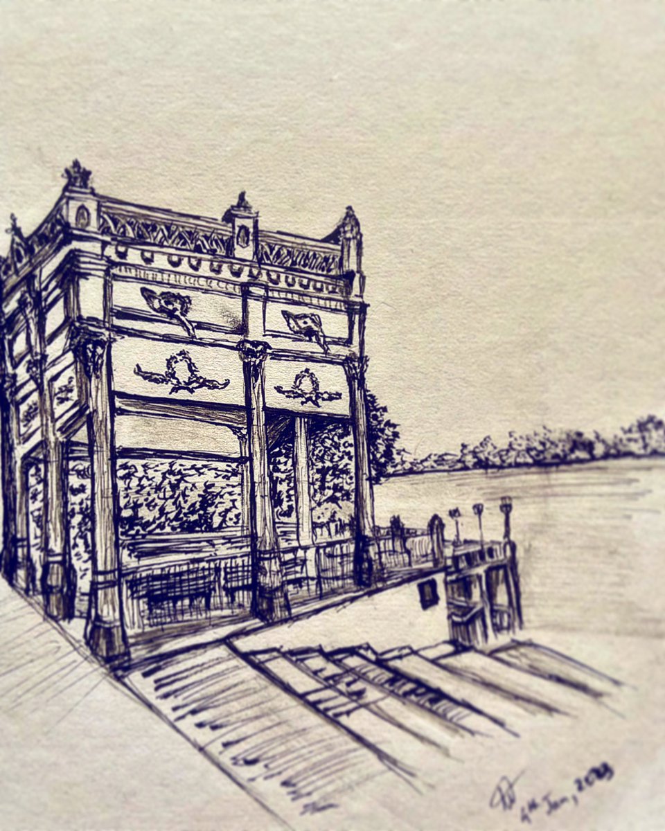 The Strand, Chandannagar. #penonpaper #penart #chandannagar #onlyinbengal #frenchcolonial #architecture #ganges #abhikmukherjee