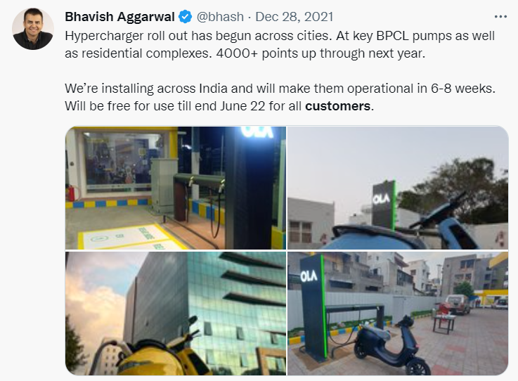 OlaElectrick's tweet photo. "Free for use till the end of June 22 for all the customers."

#FactCheck

None of the customers was able to use the free hyper charger since @bhash/@OlaElectric delayed the #MoveOS3 update and hence none was able to use it till December 2022

#OLAElectric #Lied #ElectricVehicles https://t.co/v4EutJWmrO