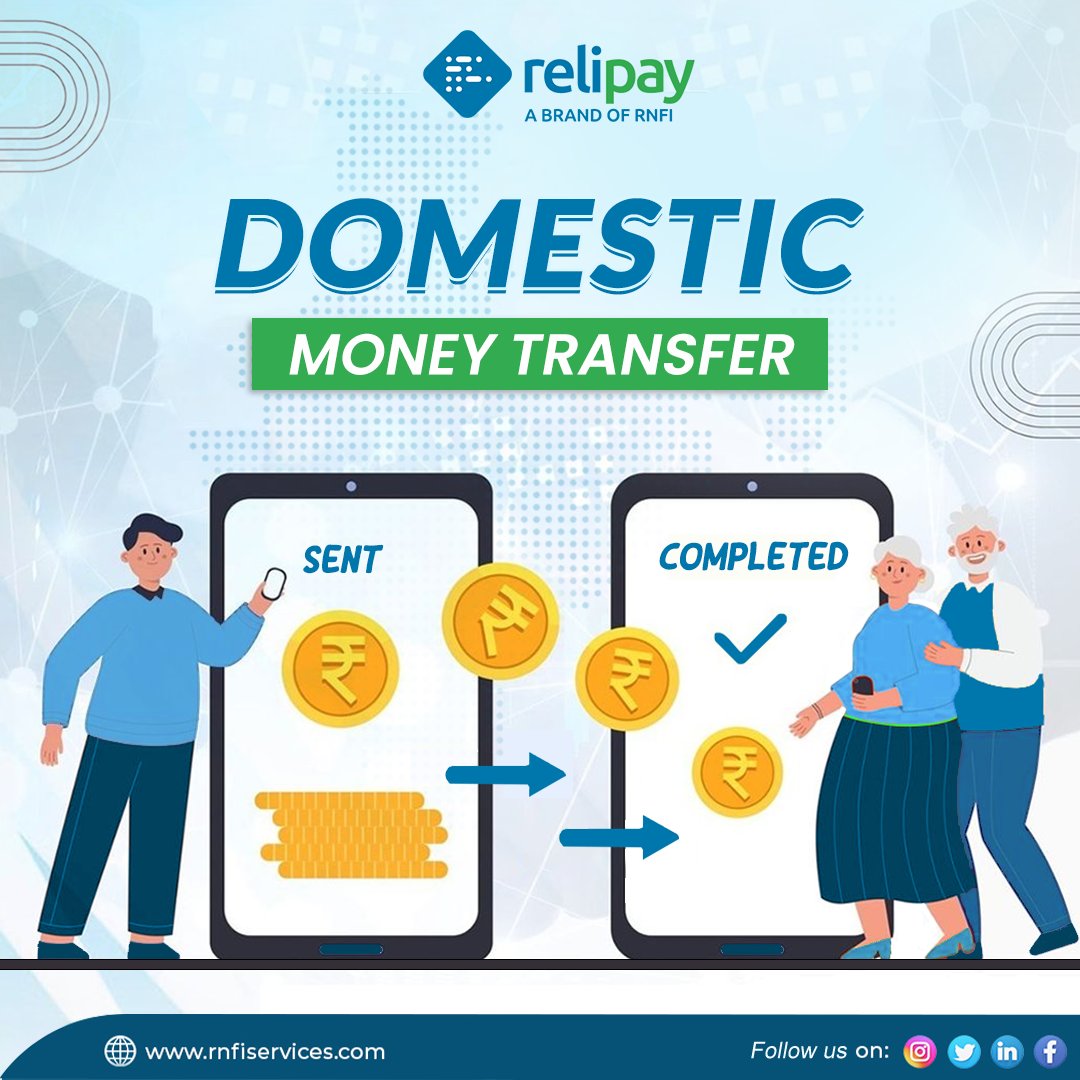 RnfiServices's tweet image. 𝐌𝐨𝐧𝐞𝐲 𝐭𝐫𝐚𝐧𝐬𝐟𝐞r made reliable, stress free, and most importantly, easy. Now you can send money all across India without ever visiting a bank thanks to 𝐑𝐞𝐥𝐢𝐩𝐚𝐲’𝐬 𝐝𝐨𝐦𝐞𝐬𝐭𝐢𝐜 𝐦𝐨𝐧𝐞𝐲 𝐭𝐫𝐚𝐧𝐬𝐟𝐞𝐫 𝐬𝐞𝐫𝐯𝐢𝐜𝐞𝐬.

#RuralFintech #DMT #MoneyTransfer