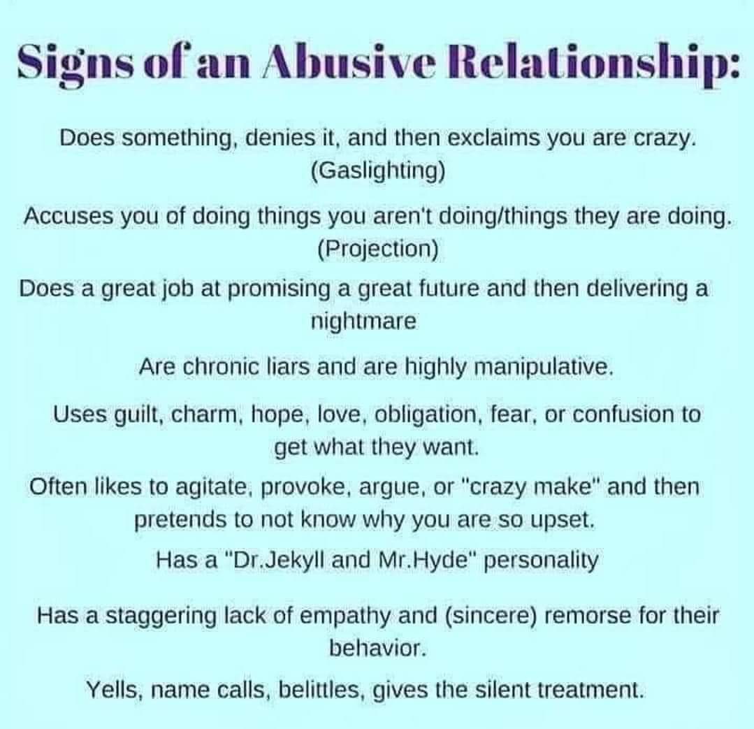 SIGNS OF AN #ABUSIVERELATIONSHIP