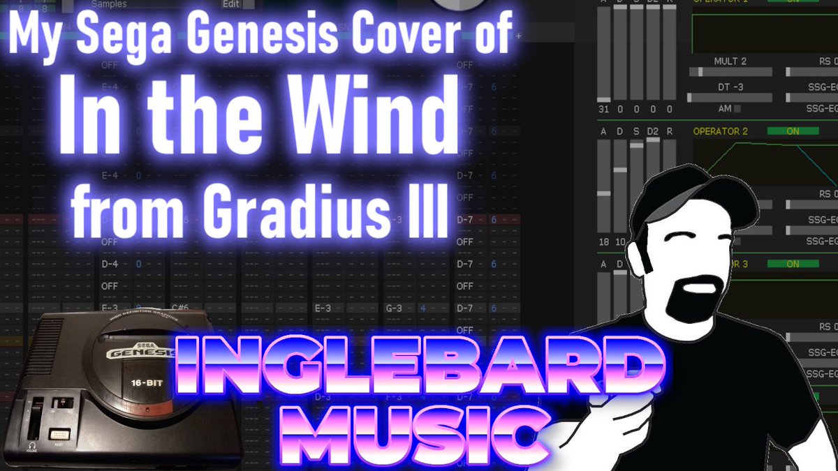 Inglebard4's tweet image. What's this? A new #chiptunes video? Check out my #segagenesis cover of "In the Wind" from Gradius III! You'll also see how I made this song in my upcoming final #deflemask tutorial episode later this weekend!

link: youtu.be/l5PIl3o3W9c
#gamemusic #vgm #gradius #megadrive