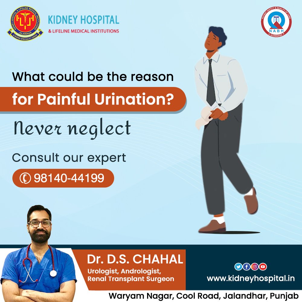 What could be the reason for Painful Urination?
Never Neglect
Consult our Expert : 98140 44199

#kidneyhospitaljalandhar #PainfulUrination #urination #neverneglect #urineproblem #painfulurinationtreatment #treatment #expertconsultation #jalandhar #punjab