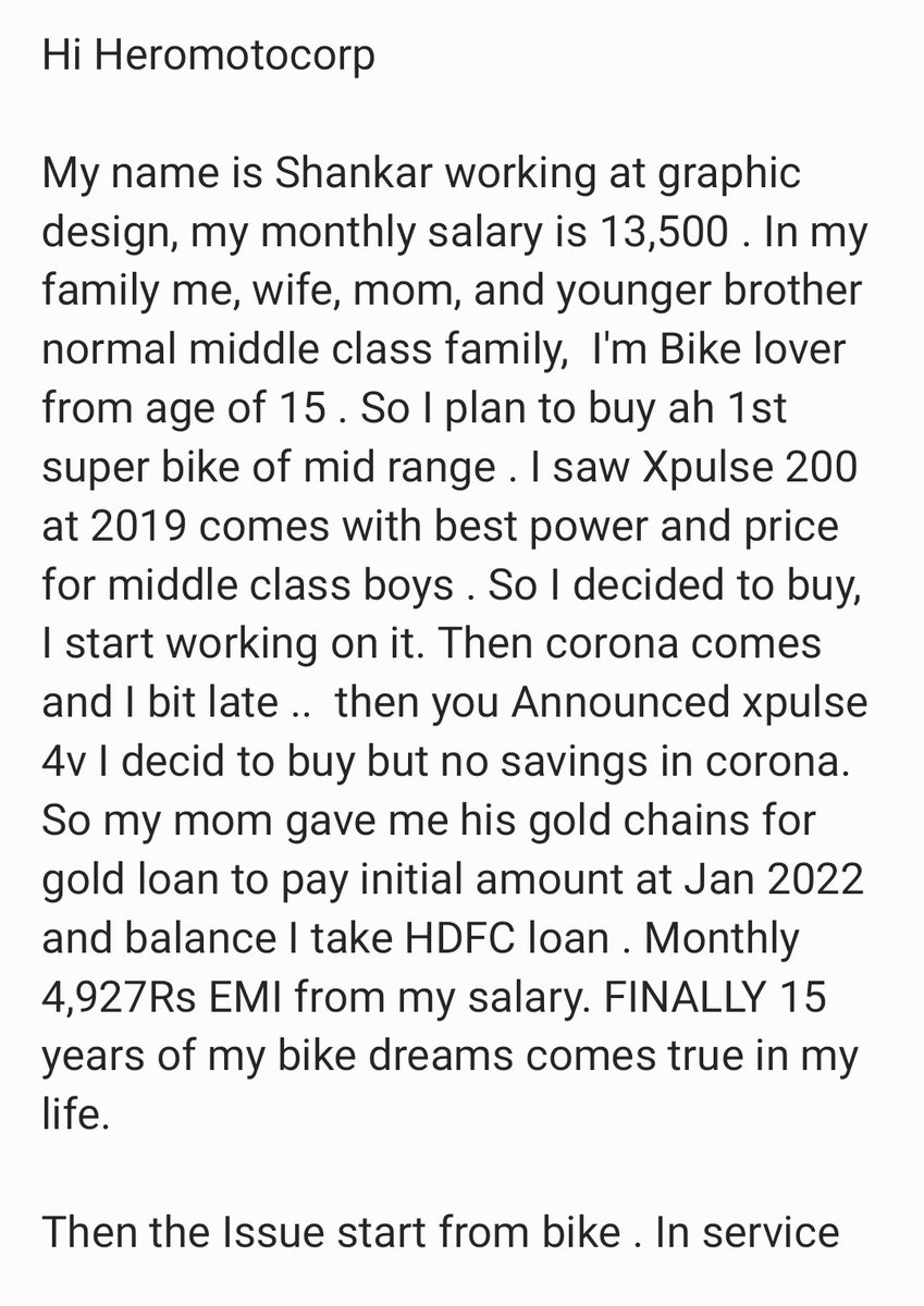 3mShankar's tweet photo. @HeroMotoCorp 
Hi Heromotocorp 
Best bike comes with worst service 
With my Pain and ashamed experience.
 what do I do ? https://t.co/lHrcDlqfdS