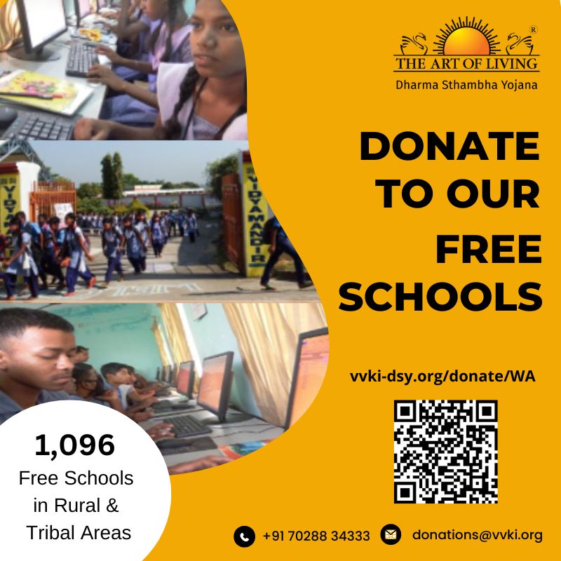 AOLProjectsMAH's tweet photo. @Twitter 82000+ poor and underprivileged children are learning and building their bright future in 1096 free Schools operating in rural and Tribal areas under the initiatives taken by Art of Living. To Donate link: https://t.co/mAqxs1vfN5
Warm Regards,
DSY Maharashtra Team. https://t.co/nK7U32dGvI