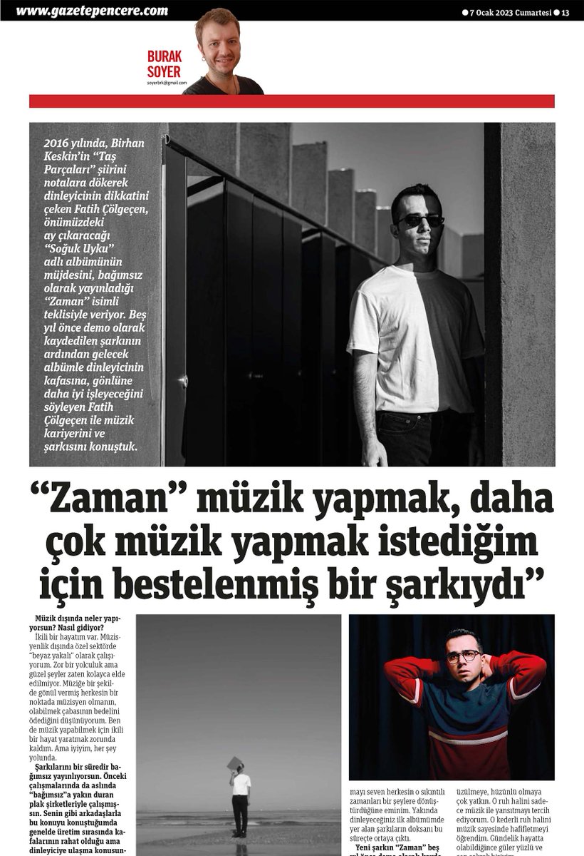 gazetepencere's tweet photo. 🖋️ "Zaman" Müzik Yapmak, Daha Çok Müzik Yapmak İstediğim İçin Bestelenmiş Bir Şarkıydı

Burak Soyer, Müzisyen Fatih Çölgeçen ile konuştu! https://t.co/2igYIvOXGi

#BurakSoyer @nelitudere https://t.co/3NS9h3KmvD