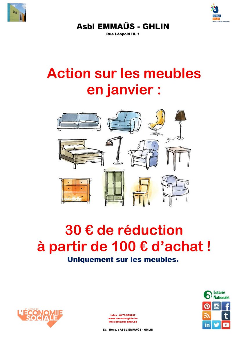 emmausghlin's tweet photo. Action sur les meubles à partir de ce mardi 10 janvier 2023 ... https://t.co/zMhQwp7ixg