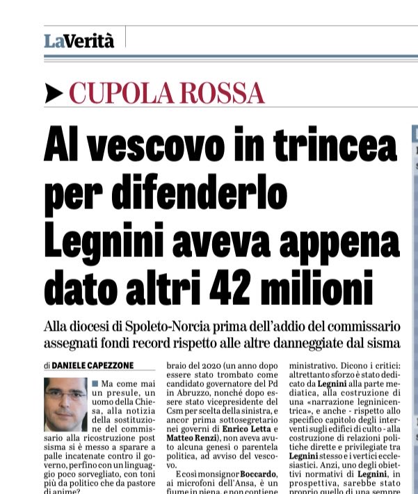 Capezzone's tweet photo. ++Oggi su @laveritaweb 💣++
Ma come mai un pastore di anime spara a palle incatenate contro la sostituzione del commissario alla ricostruzione postsisma? Ferma restando buonafede e correttezza di tutti (di cui non si dubita), ci sono forse 42milioni di ragioni per essere nervoso? https://t.co/vANtgGTIZT