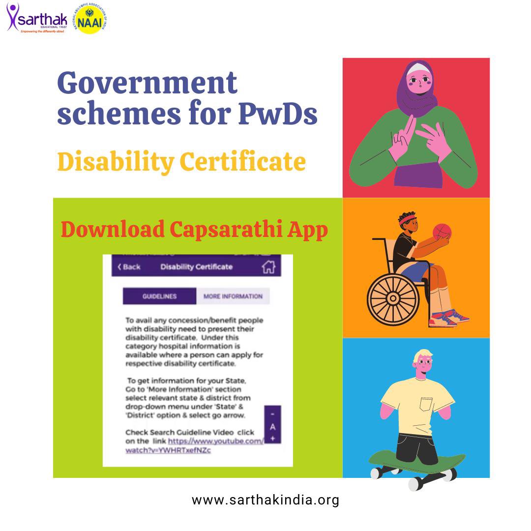 SarthakEducati2's tweet photo. To avail any concession/benefit PwDs need to present their disability certificate. Via capsarathi app a person can apply for respective disability certificate.
#DownloadNow!
#Capsarathi App for Divyangjan
Visit https://t.co/0xt9UeFmWB to know more.
#indiakiapp #Supportsarthak https://t.co/IePrnYHuVa