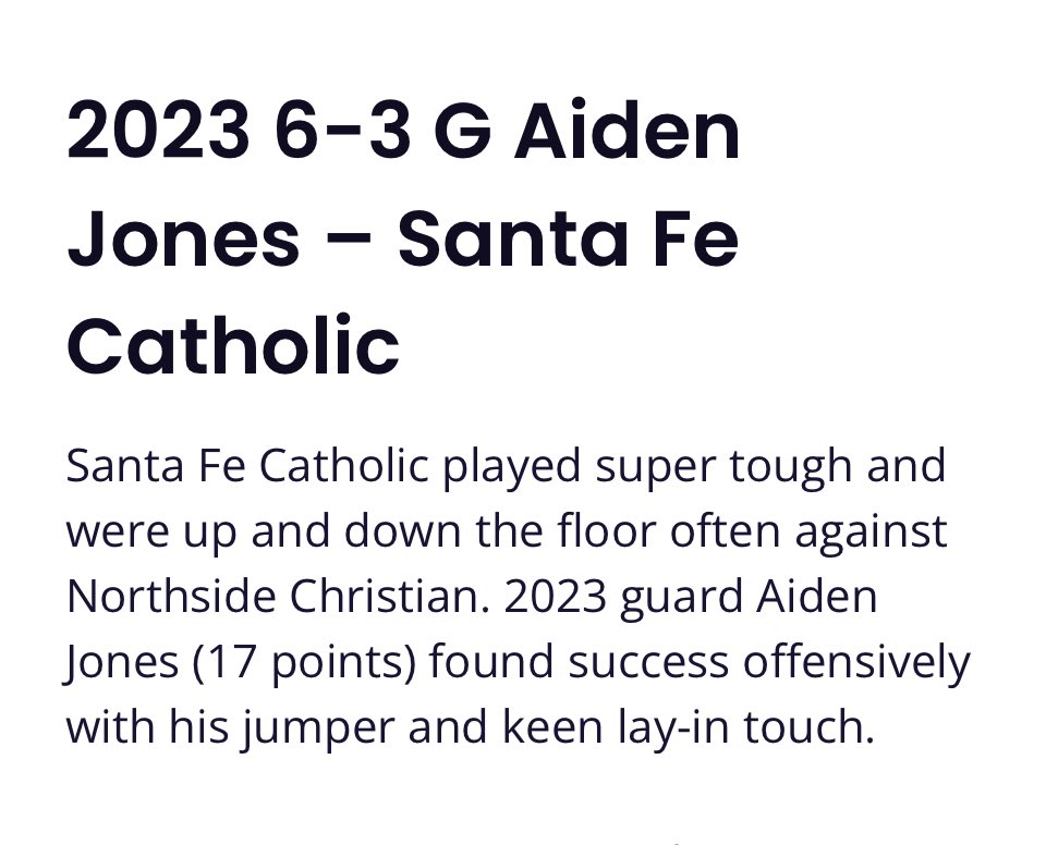 Michelle Swann (@1smilingatcha) on Twitter photo A few of the latest mentions/write-ups for <a href="/aiidenjoness/">Aiden Jones</a> & his teammates at Santa Fe Catholic! Keep up the hard work fellas! 🤩🤩 A few of the latest mentions/write-ups for <a href="/aiidenjoness/">Aiden Jones</a> & his teammates at Santa Fe Catholic! Keep up the hard work fellas! 🤩🤩