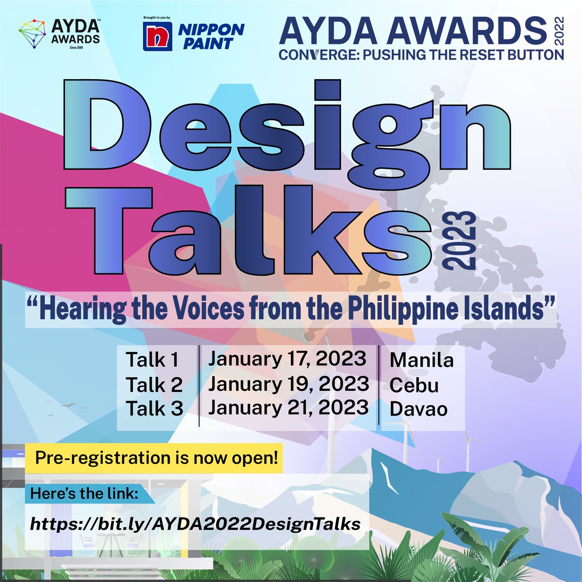 aydaph's tweet photo. DESIGNTALKS 02 - Hearing the Voices from the Philippine Islands! Learn more about this year’s theme in this 3 part seminar series. 
Join us physically or online! Please kindly register through this link to reserve your slots! https://t.co/Gf9aUqSFXG 

#AYDAAwardsPH2022 https://t.co/BLcTMUgtWX