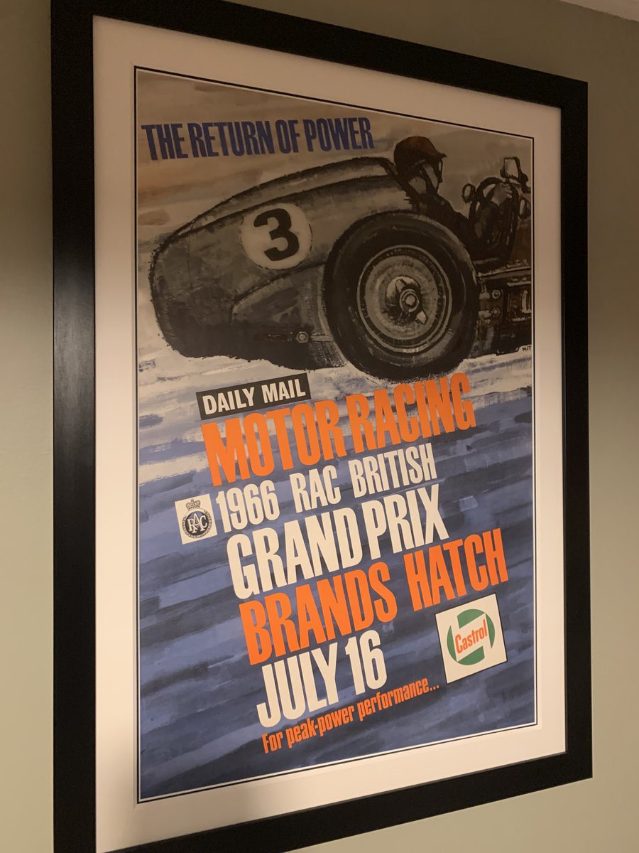 It is always pleasing to see items we have framed in clients home. Here is a rare original 1966 <a href="/F1/">Formula 1</a> poster promoting the British GP held at Brands_Hatch. Finished in @larsonjuhluk clarity glass. Looks great!