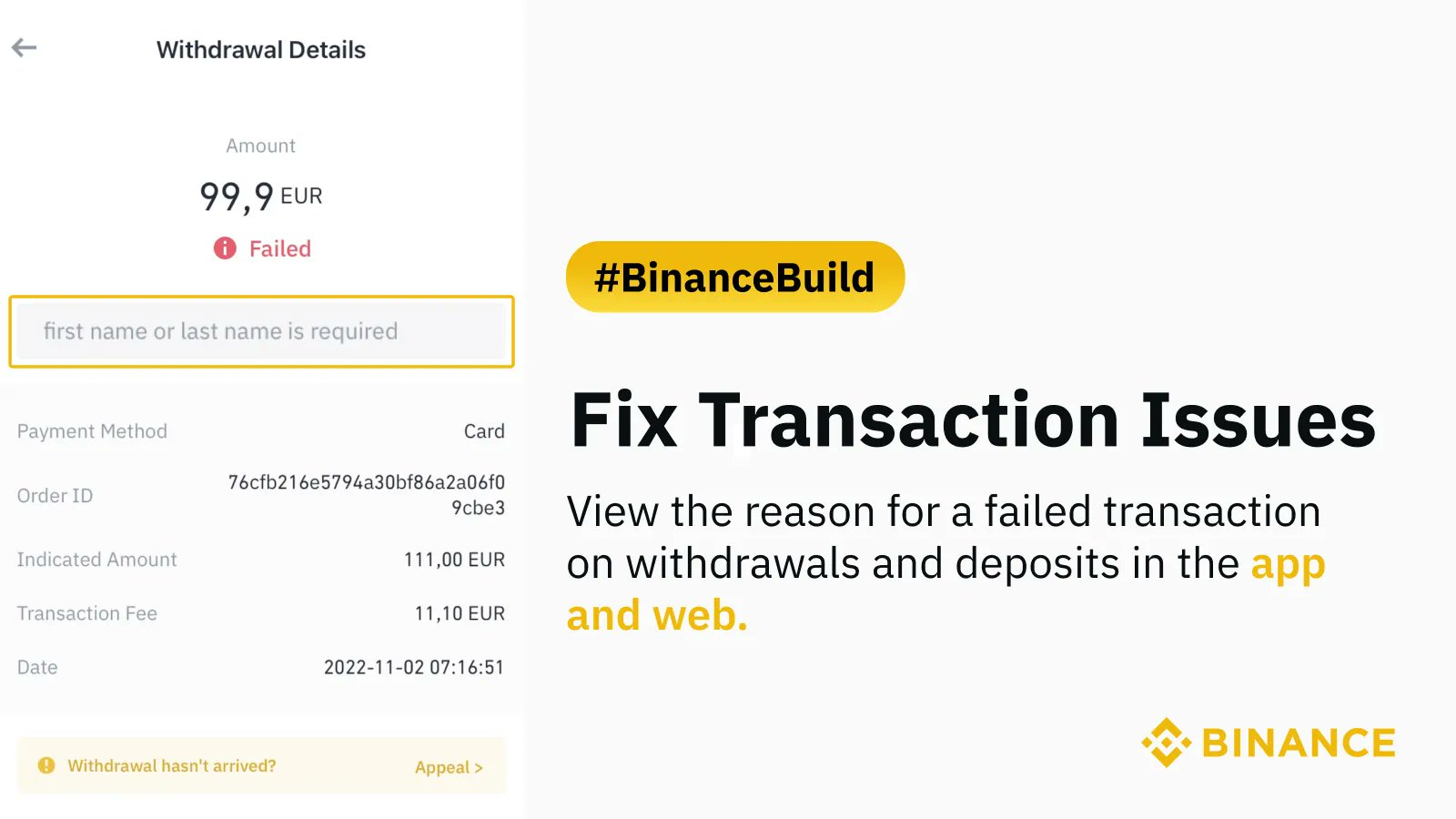Binance on Twitter "Was your deposit or withdrawal unsuccessful? Your