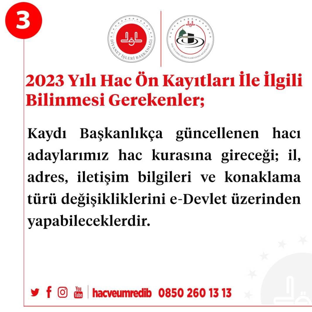 2023 yılı #Hac ön kayıtlarıyla alakalı bilinmesi gerekenler 3️⃣