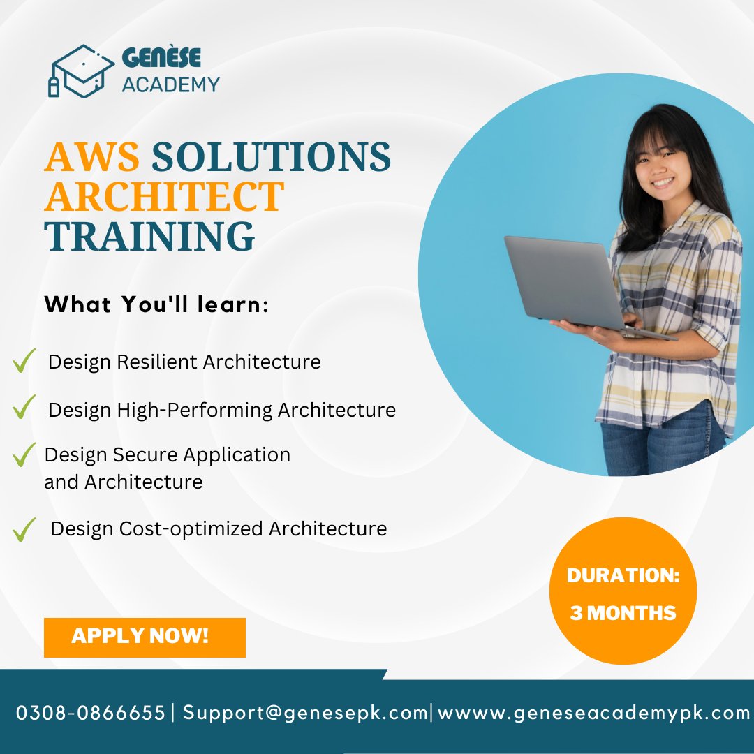 GeneseCloud's tweet photo. Fast-track your AWS learning with AWS Cloud Architecting Training!

Contact us:
🌐 Website: https://t.co/GNb9o8IVZG
📧 Email: support@genesepk.com
    Ph no: 0308-0866655

#geneseacademypakistan #AWSAcademy #AWSCertification #AWScloudarchitect #awssolutionarchitect #awscertified https://t.co/zYwpkOGV8Y