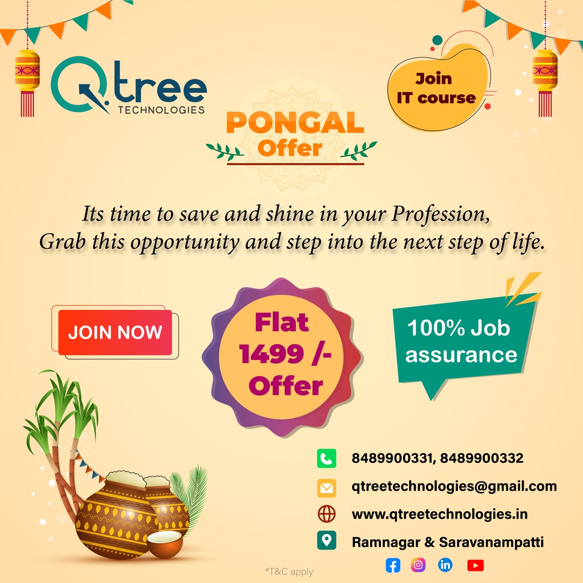 Qtreetech's tweet image. Come Get trained from Qtree technologies and upskill yourself.
JOIN IT COURSE Get Flat ₹ 1499 /- Offer for Bookings
Contact us at 8489900331 or Mail to info@qtreetechnologies.com
#datasciencecourseincoimbatore #pythoncoachingclassesnearme #digitalmarketingtrainingincbe