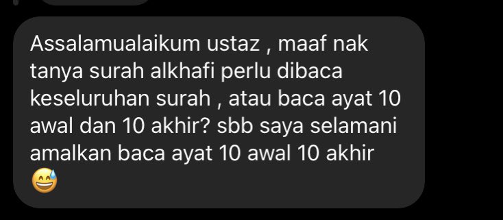 Muzuzxck's tweet photo. Perihal galakan bacaan al-Kahfi 

1- Membaca al-Quran secara umumnya diberikan pahala atas setiap huruf yang dibaca. Ini berdasarkan hadith sahih di mana Nabi ﷺ menyatakan bahawa satu huruf digandakan 10 kebaikan. (Rujuk hadith riwayat Tirmidzi : 2910)

2- Bagi isu kelebihan https://t.co/IcHLdpPhVz