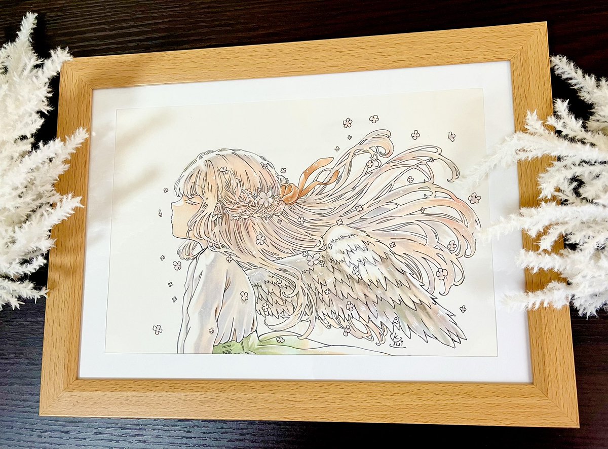 ご報告遅れてしまいましたがこちらの「朝を知らせる少女」お迎えされました✨
風になびく髪と翼など好きな物を盛り込んだ1枚でございました🤍
ありがとうございます🙏✨