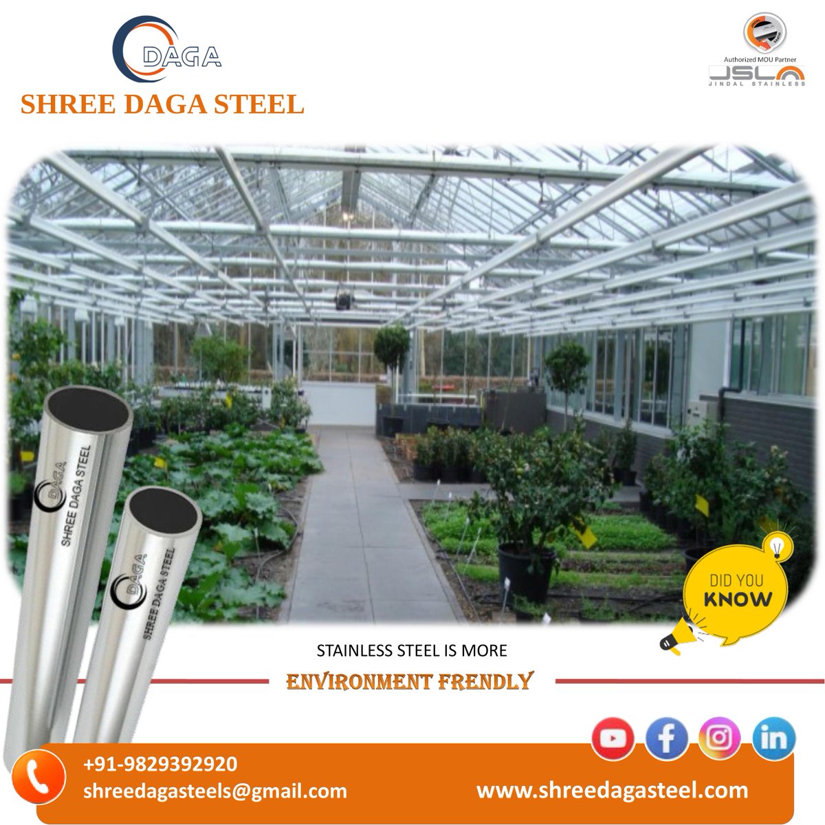 shreedagasteel's tweet photo. Did you know?
Stainless Steel is More ENVIRONMENT FRIENDLY .
#stainless #stainlesssteel #industrial #sspipes #sstubes https://t.co/bybBYwgLkU